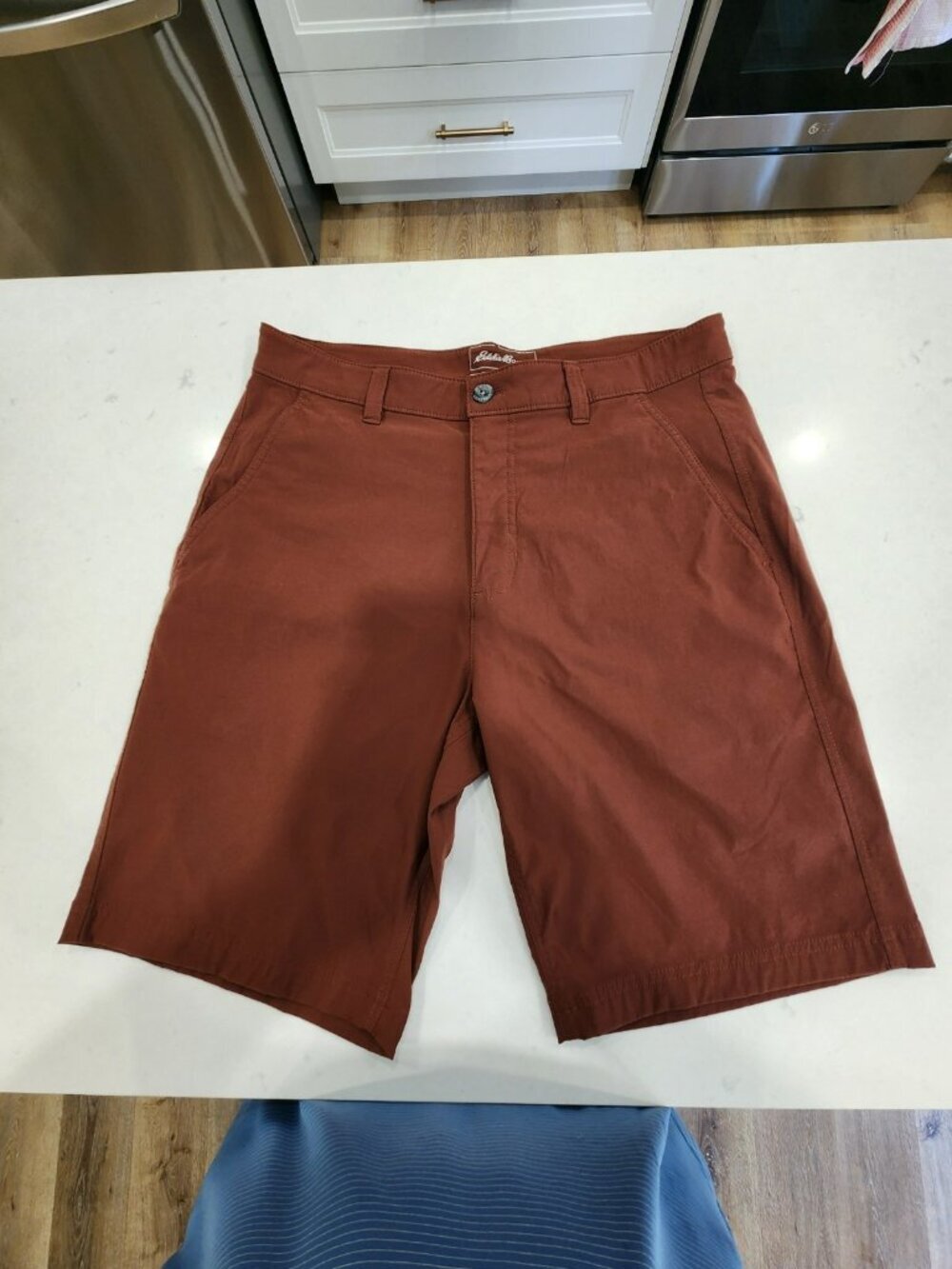 Eddie Bauer Travex Chino Shorts Mens 33 Brown Nylon Stretch Hiking Outdoor